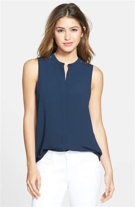 lace blouse michael kors|Michael Kors sleeveless tops.